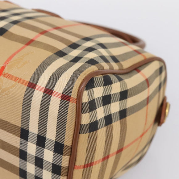 Burberrys Nova Check Hand Bag Canvas Beige Gold Auth 197677A