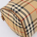 Burberrys Nova Check Hand Bag Canvas Beige Gold Auth 197677A-16
