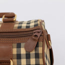 Burberrys Nova Check Hand Bag Canvas Beige Gold Auth 197677A-10