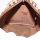 Burberrys Nova Check Hand Bag Canvas Beige Gold Auth 197677A-17