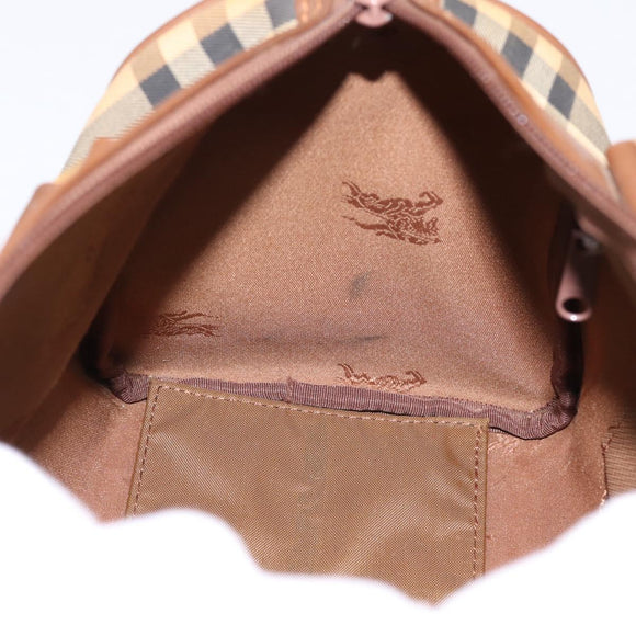 Burberrys Nova Check Hand Bag Canvas Beige Gold Auth 197677A