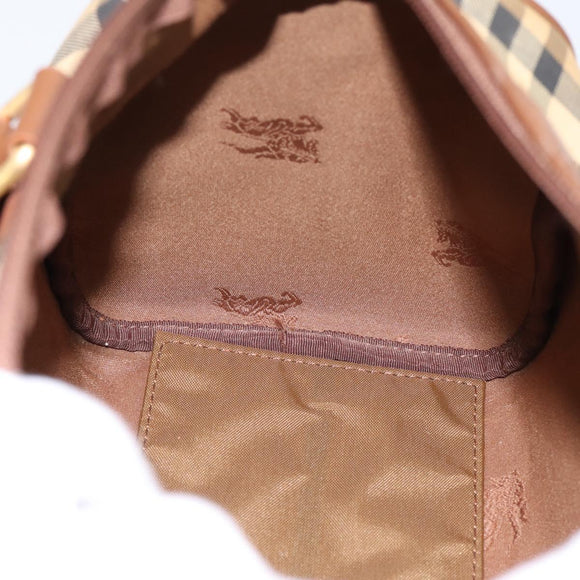Burberrys Nova Check Hand Bag Canvas Beige Gold Auth 197677A