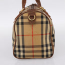Burberrys Nova Check Hand Bag Canvas Beige Gold Auth 197677A-4
