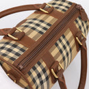 Burberrys Nova Check Hand Bag Canvas Beige Gold Auth 197677A-6