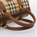 Burberrys Nova Check Hand Bag Canvas Beige Gold Auth 197677A-7