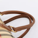 Burberrys Nova Check Hand Bag Canvas Beige Gold Auth 197677A-8