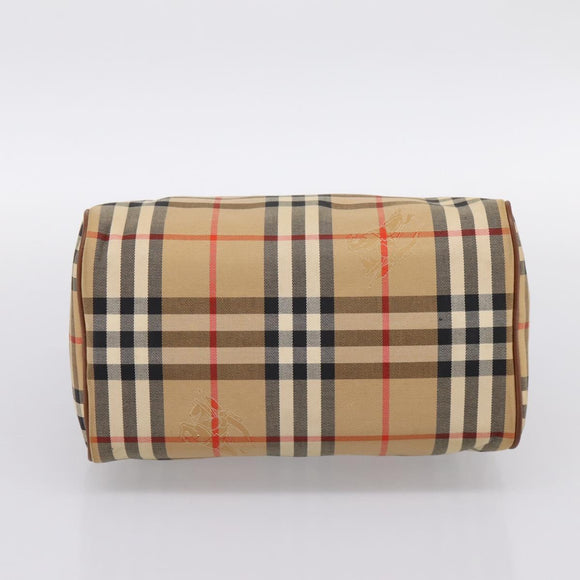 Burberrys Nova Check Hand Bag Canvas Beige Gold Auth 197677A