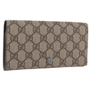 GUCCI GG Supreme Long Wallet PVC Beige Silver 115048 Auth 197678V-1
