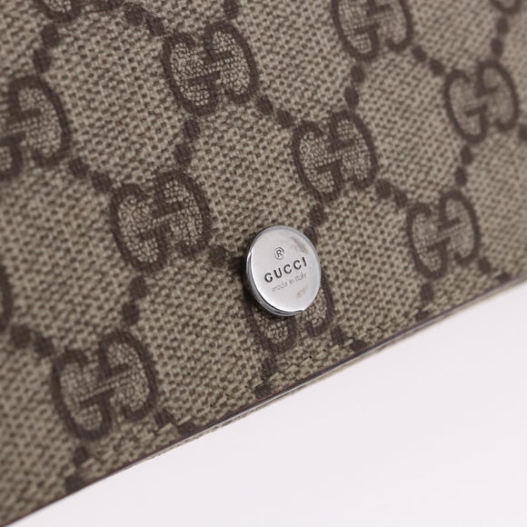 GUCCI GG Supreme Long Wallet PVC Beige Silver 115048 Auth 197678V