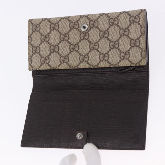 GUCCI GG Supreme Long Wallet PVC Beige Silver 115048 Auth 197678V