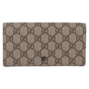 GUCCI GG Supreme Long Wallet PVC Beige Silver 115048 Auth 197678V-13