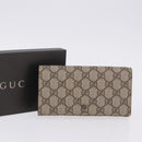 GUCCI GG Supreme Long Wallet PVC Beige Silver 115048 Auth 197678V-12