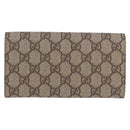 GUCCI GG Supreme Long Wallet PVC Beige Silver 115048 Auth 197678V-2