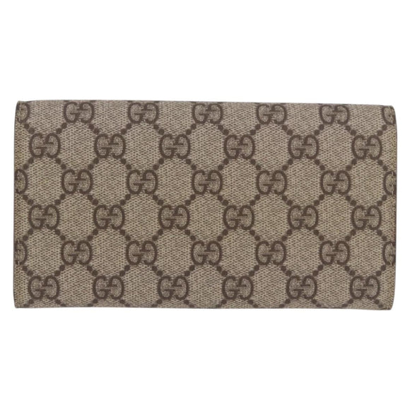 GUCCI GG Supreme Long Wallet PVC Beige Silver 115048 Auth 197678V