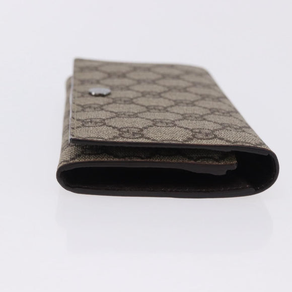 GUCCI GG Supreme Long Wallet PVC Beige Silver 115048 Auth 197678V