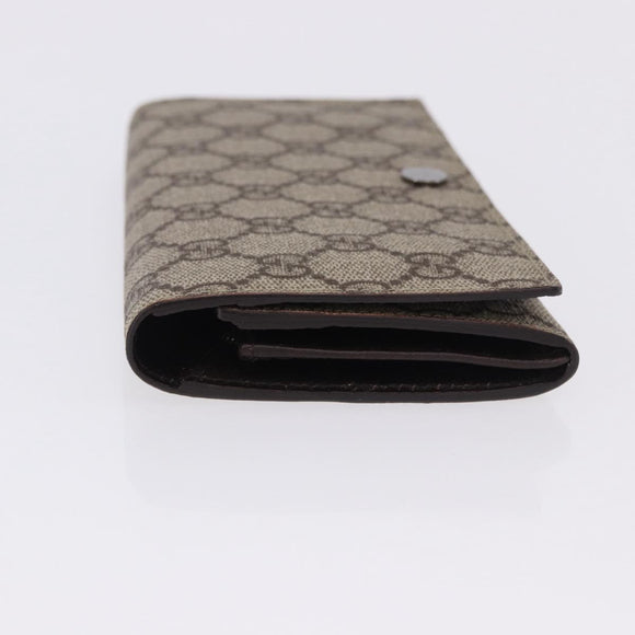 GUCCI GG Supreme Long Wallet PVC Beige Silver 115048 Auth 197678V