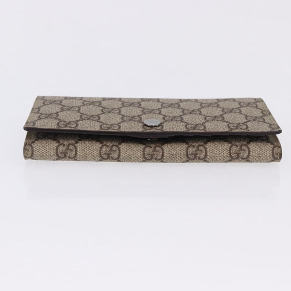GUCCI GG Supreme Long Wallet PVC Beige Silver 115048 Auth 197678V