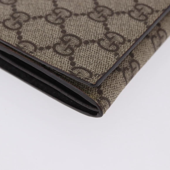 GUCCI GG Supreme Long Wallet PVC Beige Silver 115048 Auth 197678V