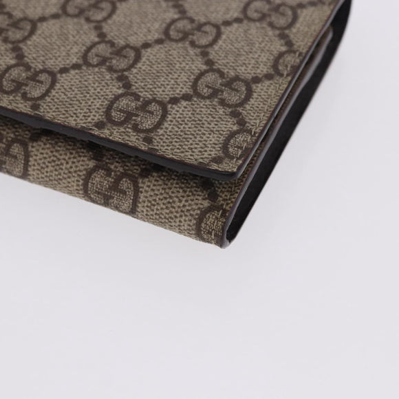 GUCCI GG Supreme Long Wallet PVC Beige Silver 115048 Auth 197678V