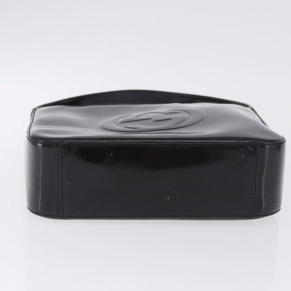 GUCCI Shoulder Bag Patent Leather Black Silver 000 0506 Auth 197679