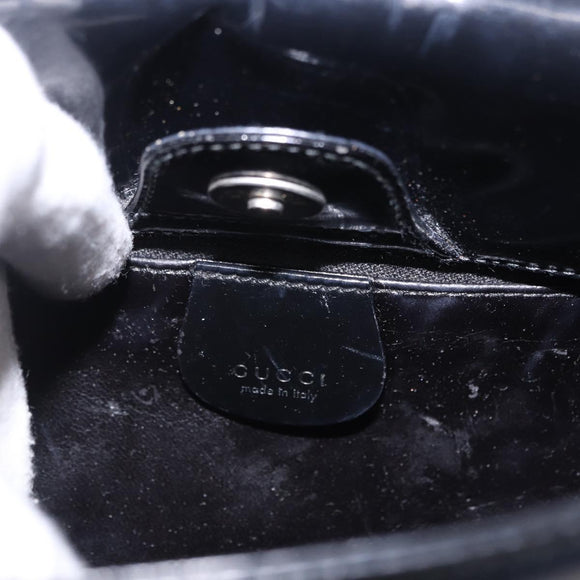GUCCI Shoulder Bag Patent Leather Black Silver 000 0506 Auth 197679