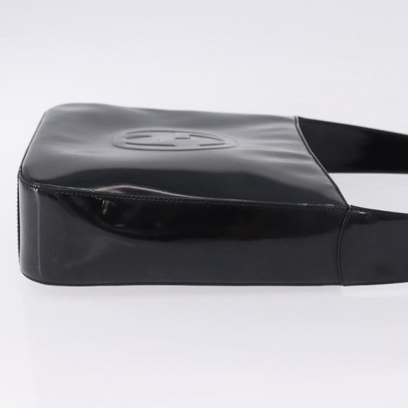 GUCCI Shoulder Bag Patent Leather Black Silver 000 0506 Auth 197679