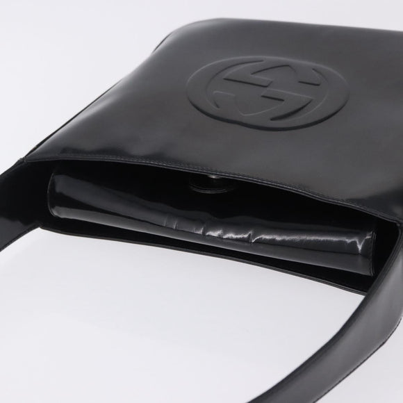 GUCCI Shoulder Bag Patent Leather Black Silver 000 0506 Auth 197679