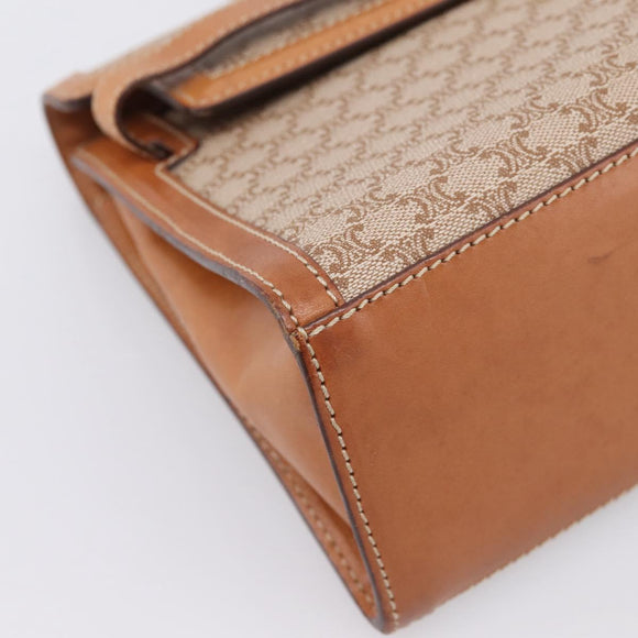 CELINE Macadam Canvas Shoulder Bag PVC Beige Gold Auth 197680V
