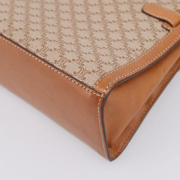 CELINE Macadam Canvas Shoulder Bag PVC Beige Gold Auth 197680V
