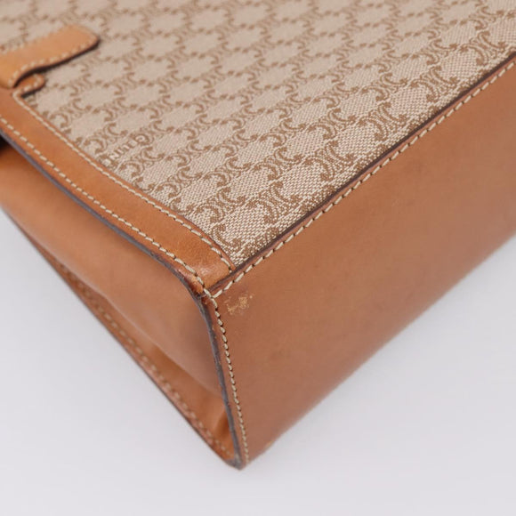CELINE Macadam Canvas Shoulder Bag PVC Beige Gold Auth 197680V