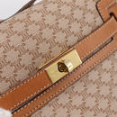 CELINE Macadam Canvas Shoulder Bag PVC Beige Gold Auth 197680V-14
