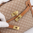 CELINE Macadam Canvas Shoulder Bag PVC Beige Gold Auth 197680V-15