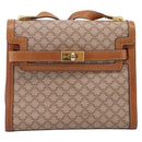 CELINE Macadam Canvas Shoulder Bag PVC Beige Gold Auth 197680V-2