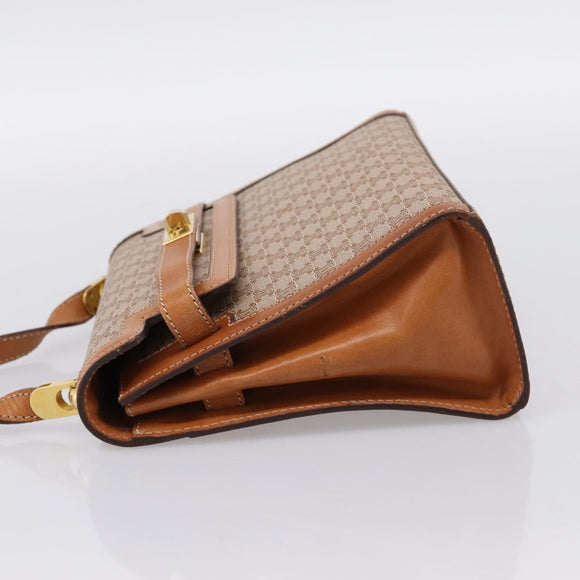 CELINE Macadam Canvas Shoulder Bag PVC Beige Gold Auth 197680V