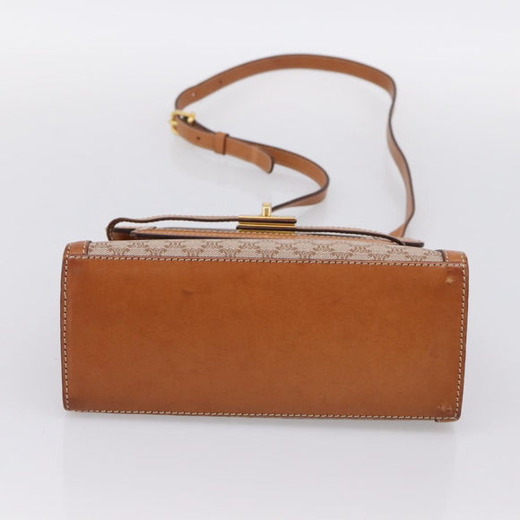 CELINE Macadam Canvas Shoulder Bag PVC Beige Gold Auth 197680V