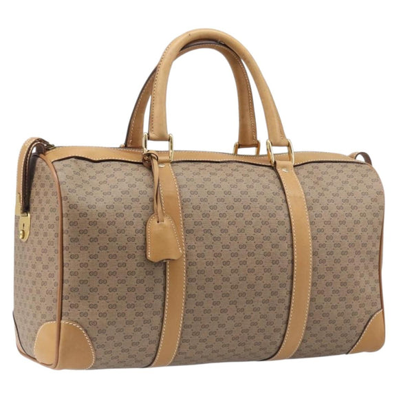 GUCCI Micro GG Supreme Boston Bag PVC Beige Gold 58 012 468 40 Auth 197681A