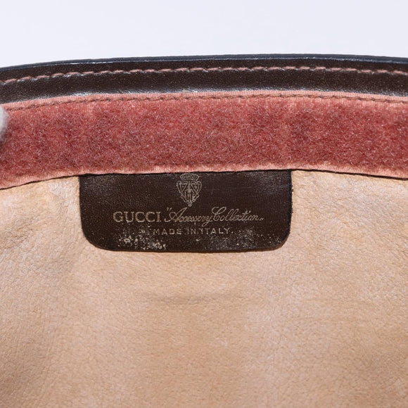 GUCCI Web Sherry Line Clutch Bag Suede Brown 67 014 2126 Auth 197682