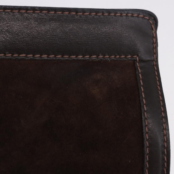GUCCI Web Sherry Line Clutch Bag Suede Brown 67 014 2126 Auth 197682