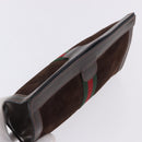 GUCCI Web Sherry Line Clutch Bag Suede Brown 67 014 2126 Auth 197682-7