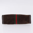 GUCCI Web Sherry Line Clutch Bag Suede Brown 67 014 2126 Auth 197682-8