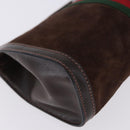 GUCCI Web Sherry Line Clutch Bag Suede Brown 67 014 2126 Auth 197682-9