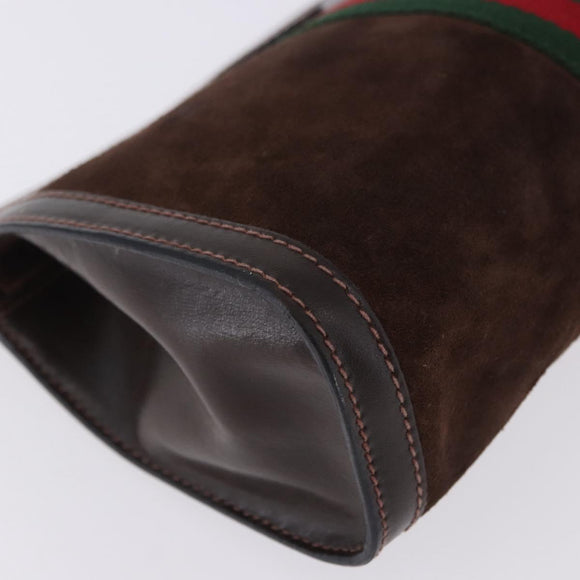 GUCCI Web Sherry Line Clutch Bag Suede Brown 67 014 2126 Auth 197682