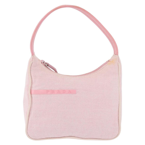 PRADA Prada Sport Hand Pouch Canvas Pink Auth 197685