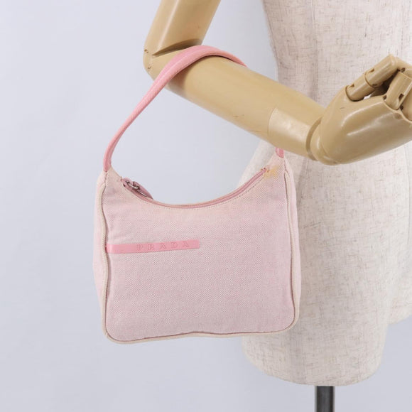 PRADA Prada Sport Hand Pouch Canvas Pink Auth 197685