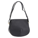 CARTIER Shoulder Bag Leather Black Gold Auth 197686-1