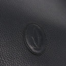 CARTIER Shoulder Bag Leather Black Gold Auth 197686-17