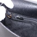 CARTIER Shoulder Bag Leather Black Gold Auth 197686-20