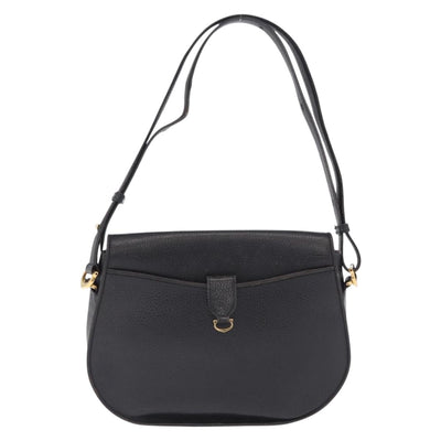 CARTIER Shoulder Bag Leather Black Gold Auth 197686 - 0