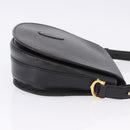 CARTIER Shoulder Bag Leather Black Gold Auth 197686-3