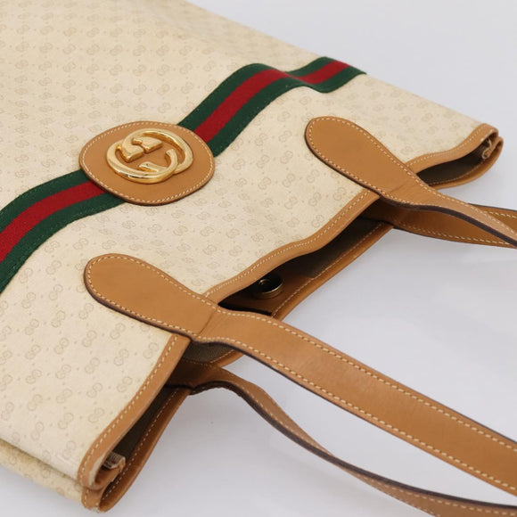 GUCCI Micro GG Supreme Web Sherry Line Bag PVC White 002 123 0131 Auth 197690
